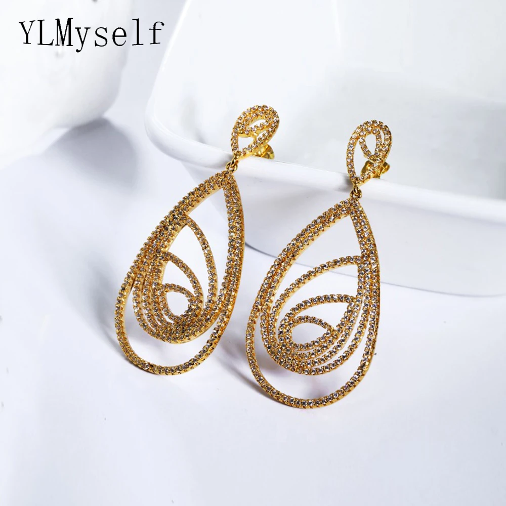 Female Stunning Zircon Water Drop Jewelry Great Big Earring for Women New Statement Earrings