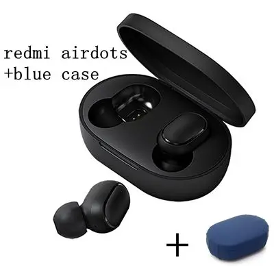 Беспроводные bluetooth-наушники Xiaomi Redmi Airdots TWS, водонепроницаемые, в уши, стерео, басы, наушники BT 5,0 AI, управление громкой связью, наушники - Цвет: Add navy case