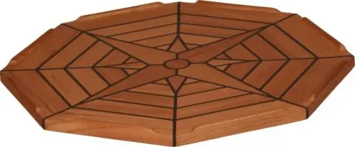 

Marine Boat Yacht Teak Table Top with Nautic Star and Eight Corners 2 Sizes