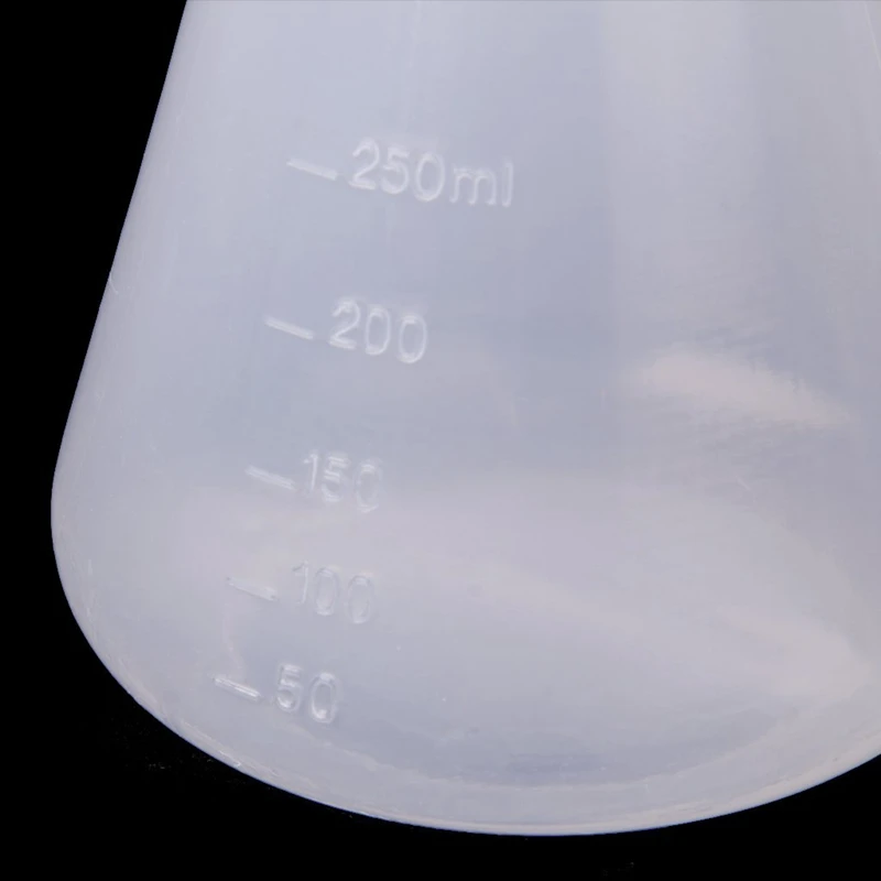 Пластиковые прозрачные лабораторные химические Erlenmeyer колбы контейнер бутылка-250 мл