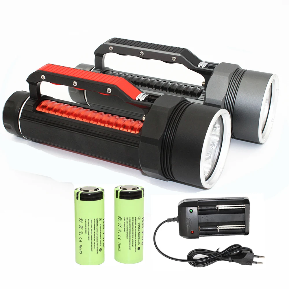 

4x XM-L2 LED Scuba Diving Flashlight 4800 Lumen Powerful 100M Underwater Dive Lamp Torch Night Light + Battery + Charger