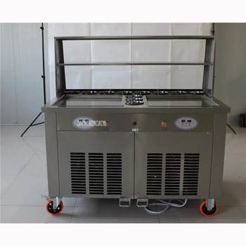

Shpping by sea Hot Selling double Pan Stir Fried Ice Cream Maker / Snack Machine Cold Ice Cream Maker 220V/50 Hz 24-28L/H