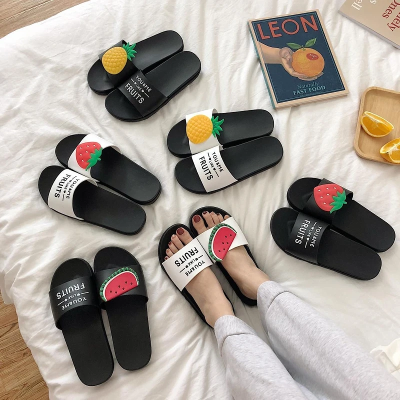 

Cartoon Fruit Women Slippers Watermelon Strawberry Home Slippers Summer Sandals Slides Women Shoes Flip Flops SP21