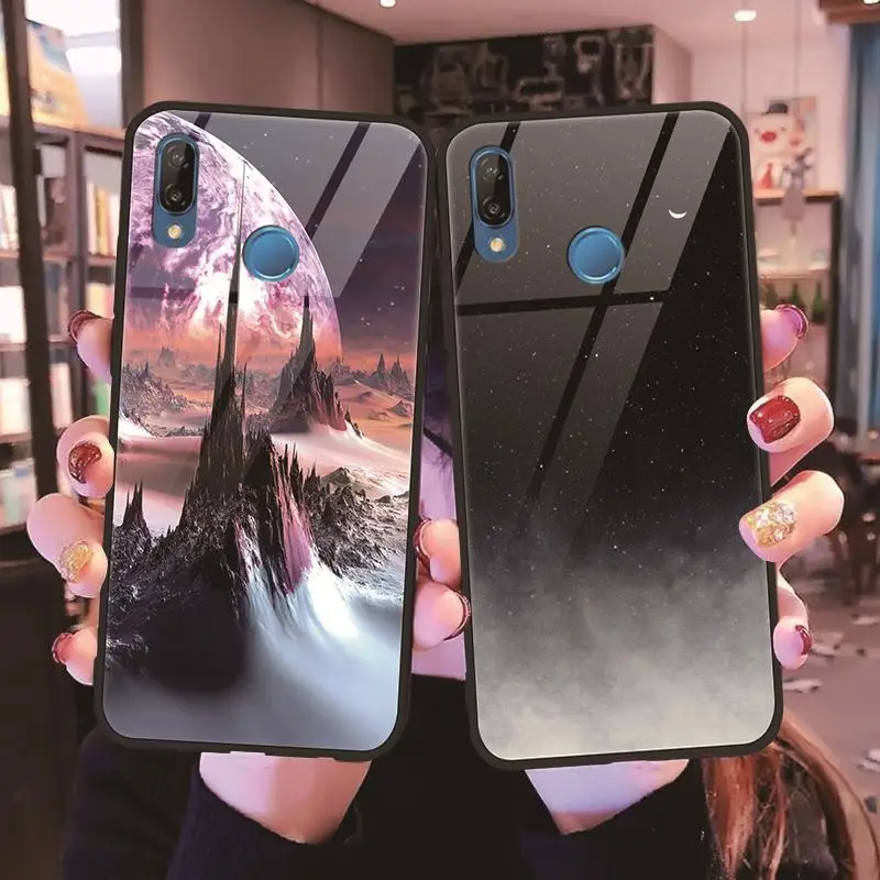 

For Huawei Mate 20 10 Lite Pro Case Luxury Sapce Tempered Glass Case For Huawei P30 P20 Lite Pro P Smart 2019 P9 P10 Plus Cover