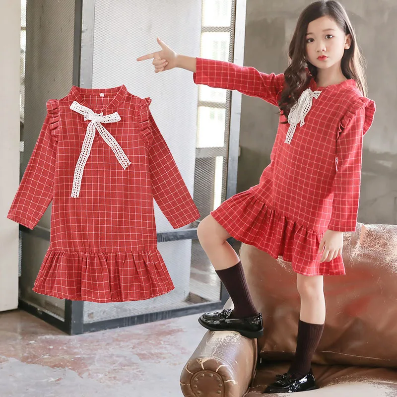 

Spring Girls Dress Plaid Kids School Dresses 2019 Dress For Girls Long Sleeve Children's Clothing 4-9 Years Fashion Kids Clothes