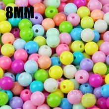 JHNBY-perles pour crème acrylique, 100 pièces mélangées, couleurs claires, couleur bonbon, idéal pour bijoux, fabriquées à la main, 8mm