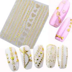 2019 Новая мода наклейка на ногти водная набор 3D золото реалистичные с цепочкой, на молнии сзади с клеем наклейка для ногтей пленка для ногтей