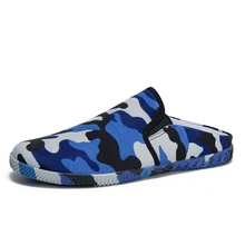 LAIBEITAI Мужская обувь для ходьбы Мужские парусиновые слипоны летние сандалии для мужчин прогулочная обувь модные камуфляжные цвет туфли на плоской подошве