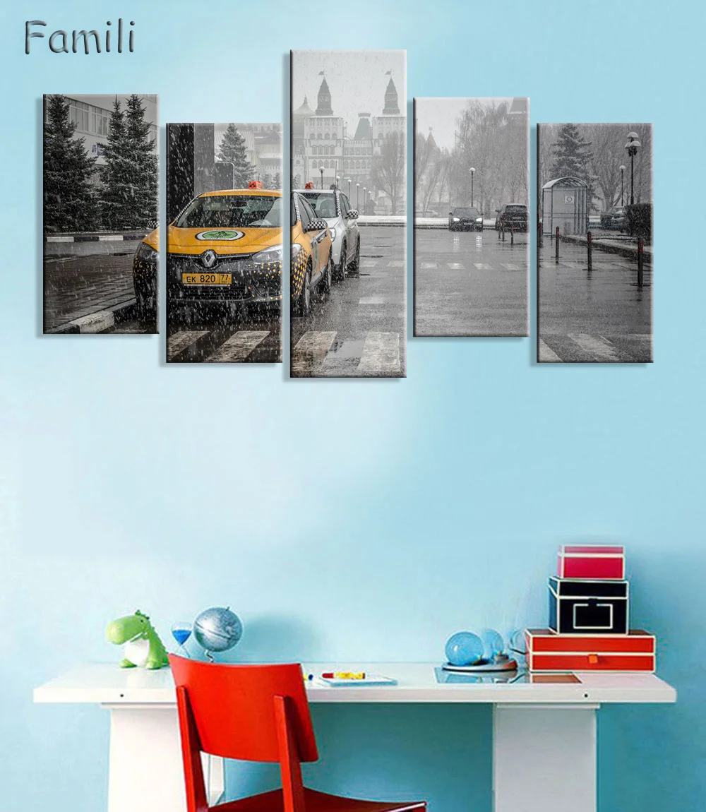 

5Pieces The Kremlin Moscow russia city river landscape living room home wall modern art decor wood frame poster