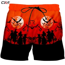 CJLM Зима Хэллоуин Человек Шорты 3D печатных летучая мышь Луна Мужская одежда черная ведьма и ребенка мужской