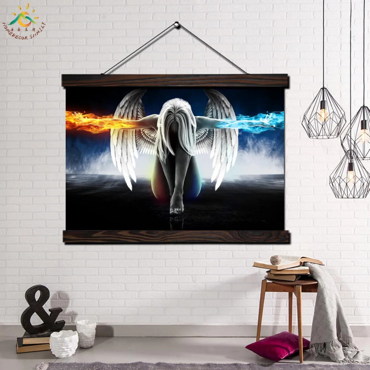 

Angel with Wings Single Modern Wall Art Print Pop Art Picture And Poster Frame Hanging Scroll Canvas Painting Home Decor