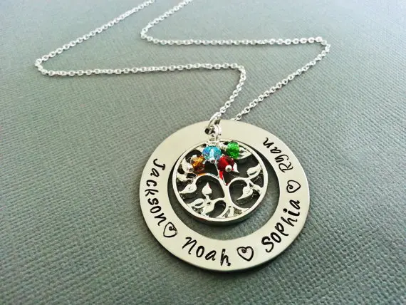 2016 trendy new elegant stamped tree of life necklace personalized