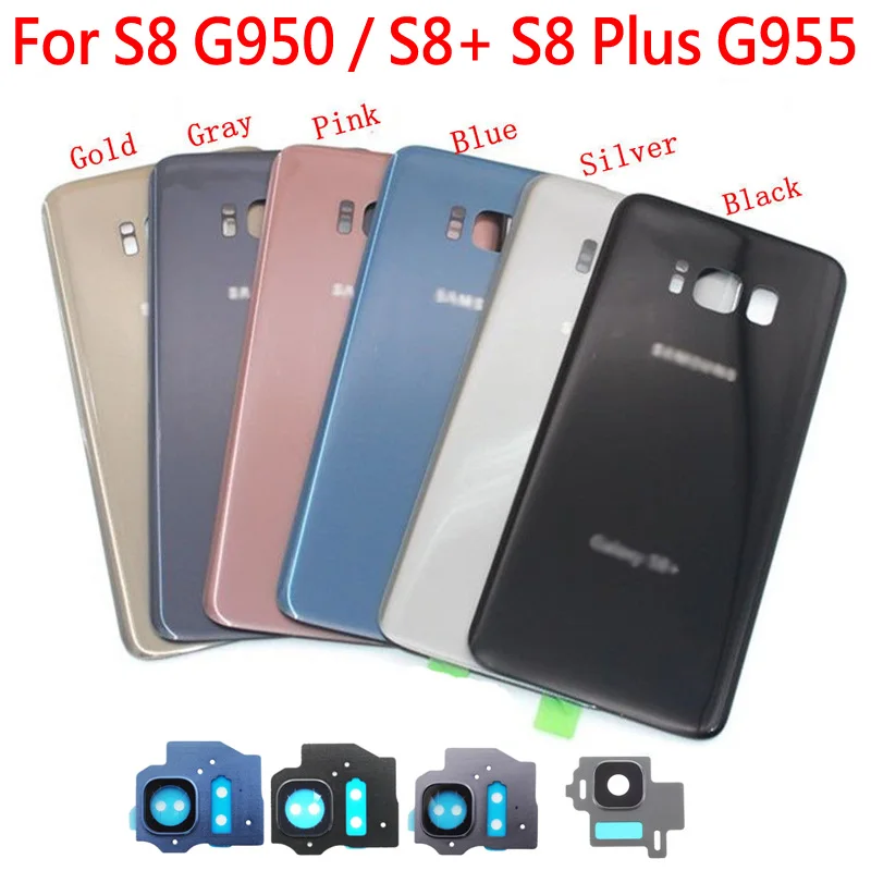 

10 Pcs Glass Back Cover For Samsung Galaxy S8 G950F / S8+ S8 Plus G955F Door Housing Replacement + Rear Camera Glass Lens Frame