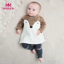 MUQGEW/Милая флисовая толстовка с вышитой лисой для новорожденных мальчиков и девочек с объемным рисунком; теплые пальто с длинными рукавами; зимняя куртка