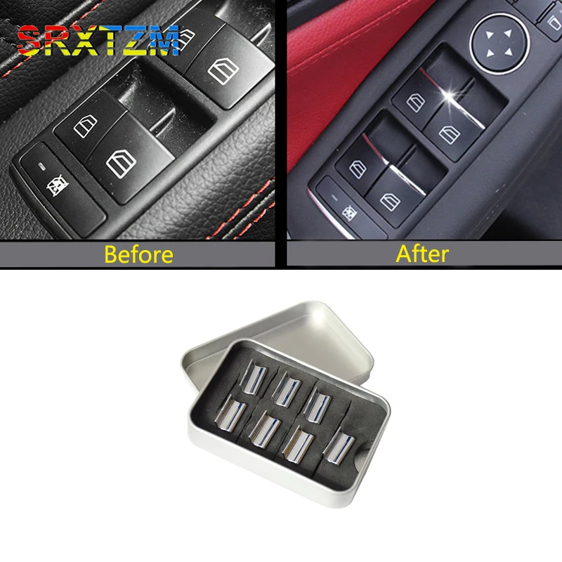 SRXTZM 7Pcs ABS Inner Door Window Lift Button Switch Sequin Trim Decorative Car Styling For Peugeot 3008 5008 GT 2017 2018 | Автомобили и