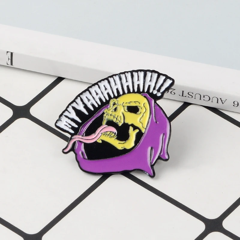 

Dead Enamel pin Dark Skeleton Skull Pin Masters Of The UNiverse Brooches Badges Halloween Pins Punk Jewelry Gift for friends
