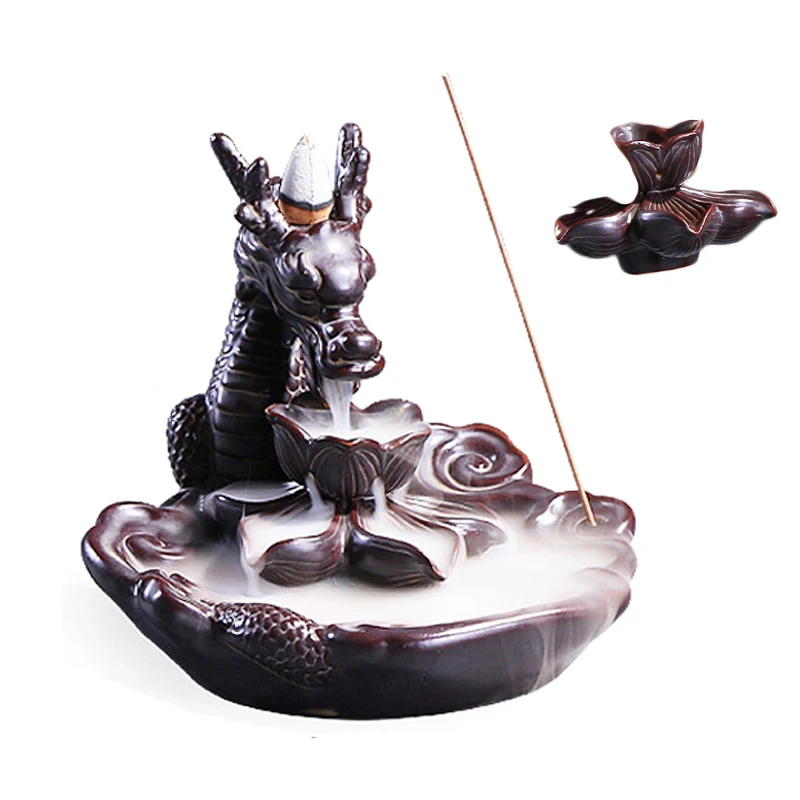 Продажа Новая мода дракон ладан кадило обратного горелки в форме лотоса чай Pet Aceessories офисные домашний декор Творческий просмотра палки Держатели