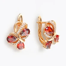 Красные серьги натуральный циркон Панк ювелирные изделия маленькие серьги аксессуары для женщин розовое золото подарок Свадебные вечерние Кристальные серьги