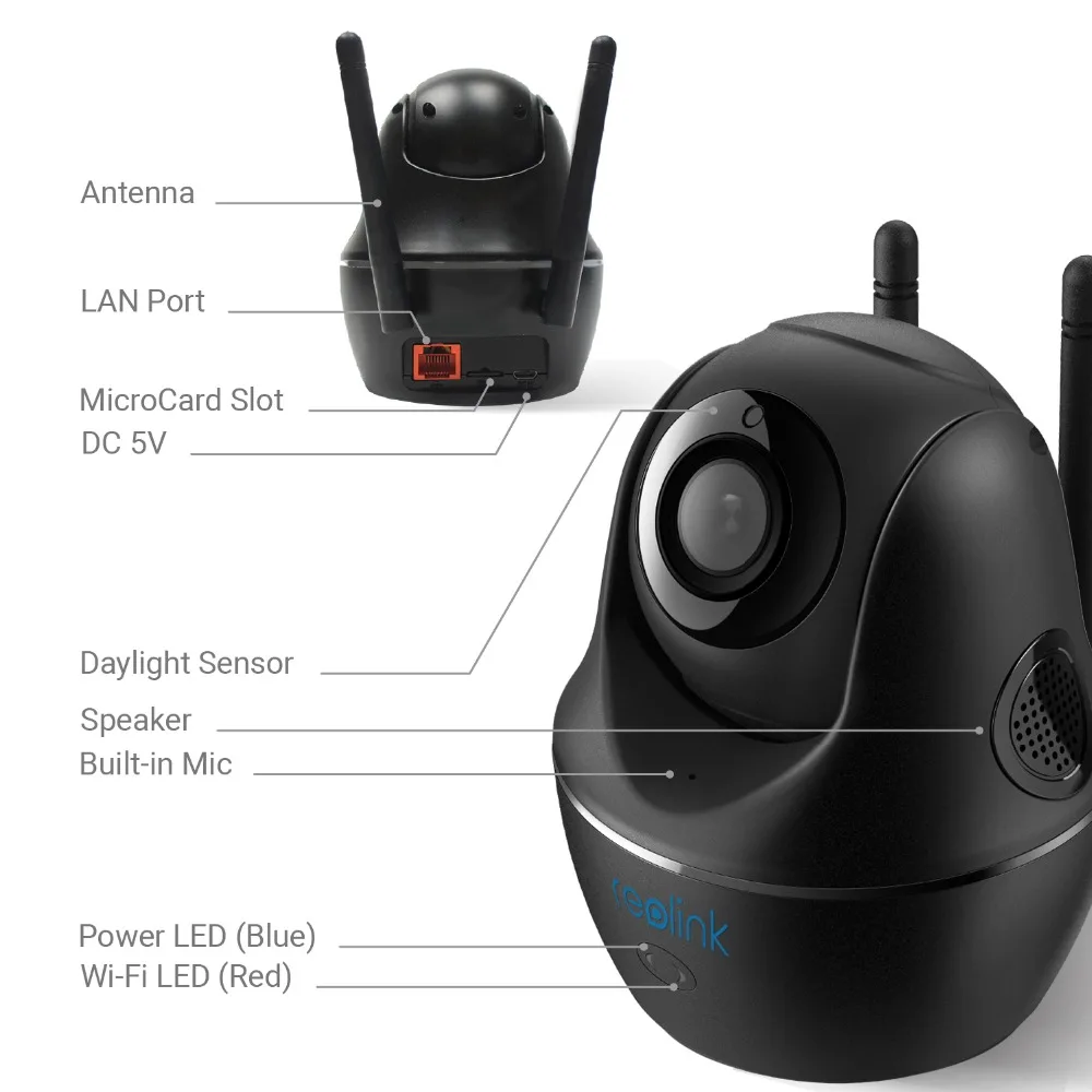 Reolink C2 Super HD 4MP радионяня 3x Optcial Zoom 2,4G/5G WiFi камера с Pan& Tilt Мини домашняя ip-камера наблюдения