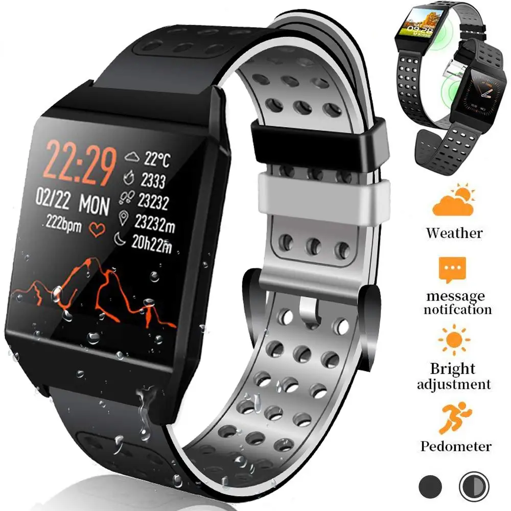 2019 New IP67 Smart Fitness Wristband Bracelet Heart Rate Monitor Waterproof with Blood Pressure Pedometer Color Screen Watch