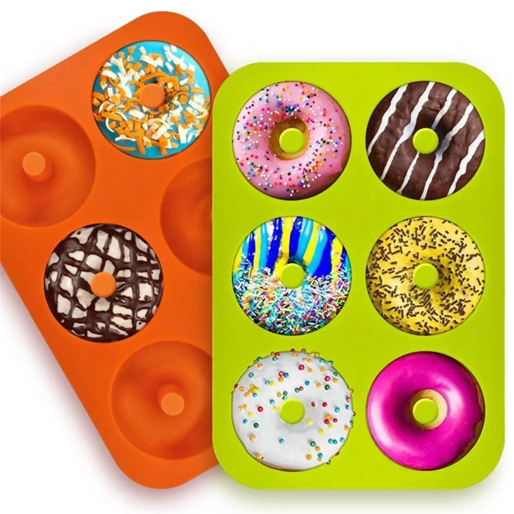 

6-Cavity Silicone Donut Baking Pan Non-Stick Mold Dishwasher Decoration Tools Kitchen Safe Baking Tray Heat Resistant Reusable