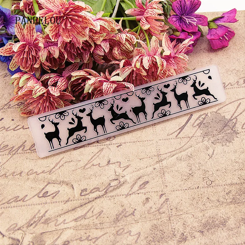

PANFELOU Flowers elk background Embossing folders Plastic For Scrapbooking DIY Template Fondant Cake Photo Album Card Making