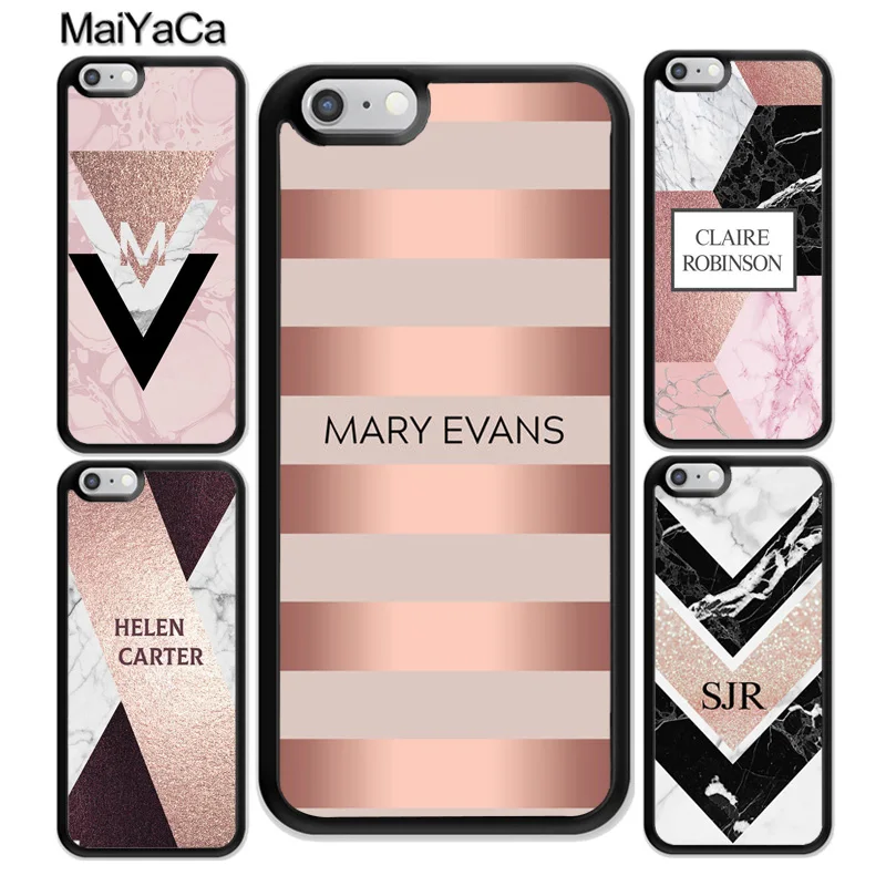 

MaiYaCa PERSONALISED ROSE GOLD GEOMETRIC CUSTOM NAME INITIALS Soft Phone Cases OEM For iPhone 6S 7 8 Plus X XR XS MAX 5 SE Cover