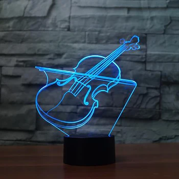 

3D Violin Night Lights LED Musical Instruments Night Lamp Remote Touch Colorful For Baby Bedroom Decoration Kids