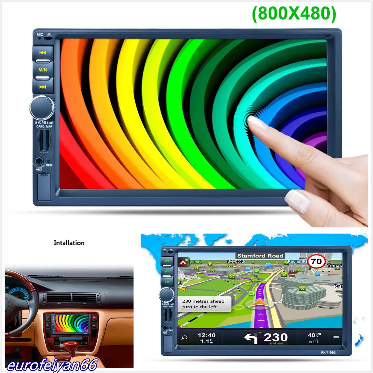 

7" Touch Screen Bluetooth MP5 Player GPS RDS Mirror Link with 8GB Europe Map