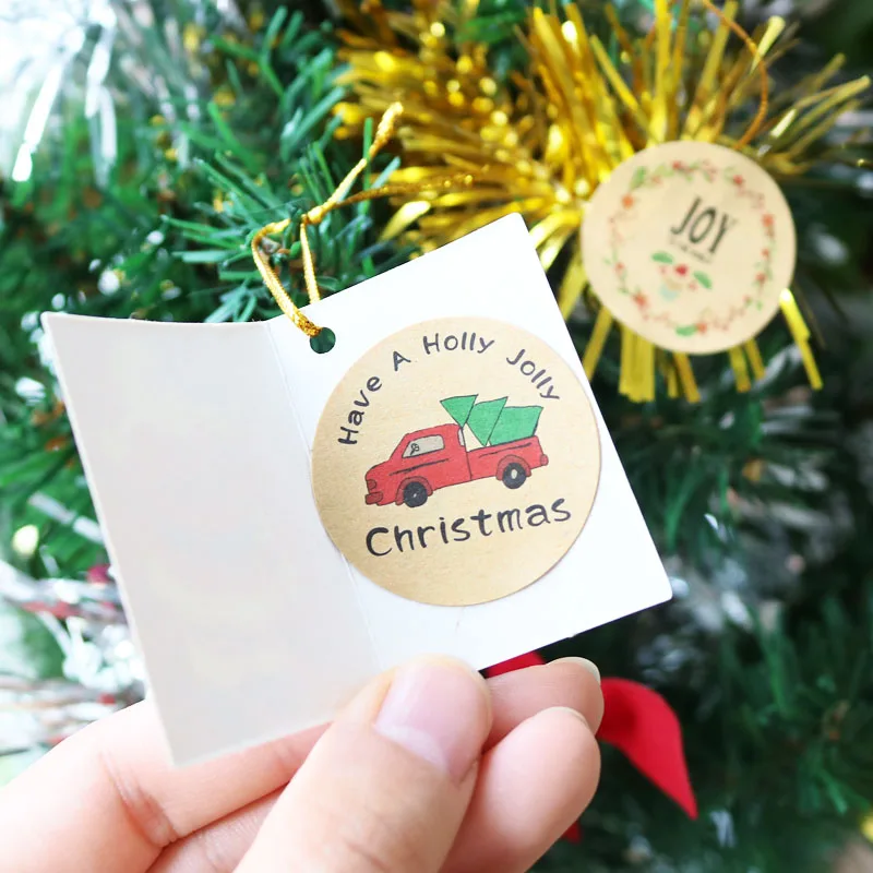 Декор Рождество 120 шт уплотнительные наклейки s грузовик радость Санта круглые бумажные этикетки для скрапбукинга, DIY Подарочные наклейки рождественские украшения