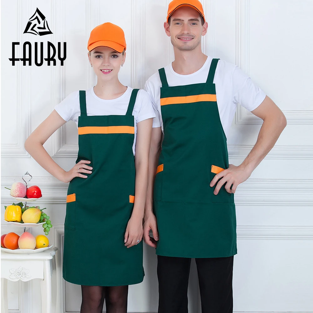 Unisex Thin Thick Style Work Apron Restaurant Two Pockets Strap Hotel