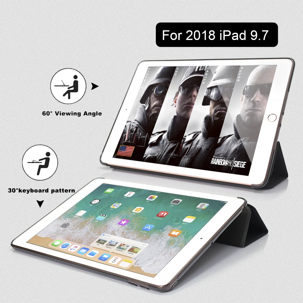 Чехол для iPad 11/12. 9/9. 7, кожаный Ultra Slim Smart Sleep Tri-fold задняя крышка для iPad Pro 11 12,9 дюймов чехол Funda