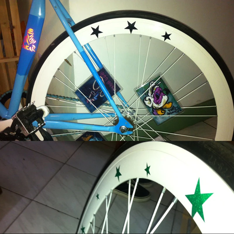 1PC Mountain Bicycle reflector Fluorescent MTB Bike Bicycle Sticker Cycling Wheel Rim Reflective Stickers Decal Accessories W20