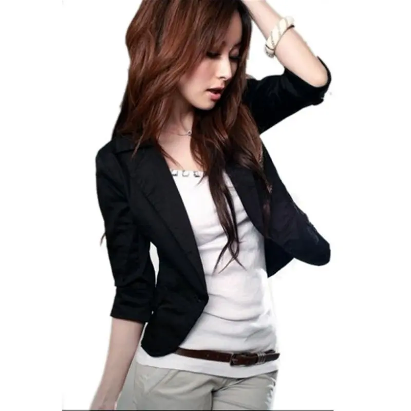2019 Single Breasted Women Blazer Mujer Solid Office Lady Casual Jacket 3/4 Sleeve Women Blazers and Jackets Outwear Clothes - 33044171902
