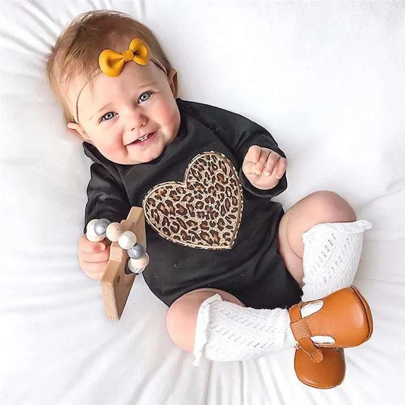 Babys Girls Clothes Toddler Infant Baby Girl Leopard Heart Printed Long Sleeve Jumpsuit Romper Clothes Baby Girls Romper JY03#F (5)