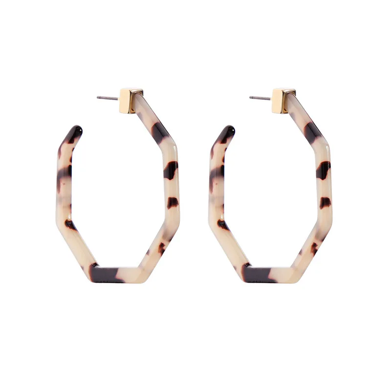 

Trendy Resin Hexagon Hoop Earring Lightweight Fashion Earring