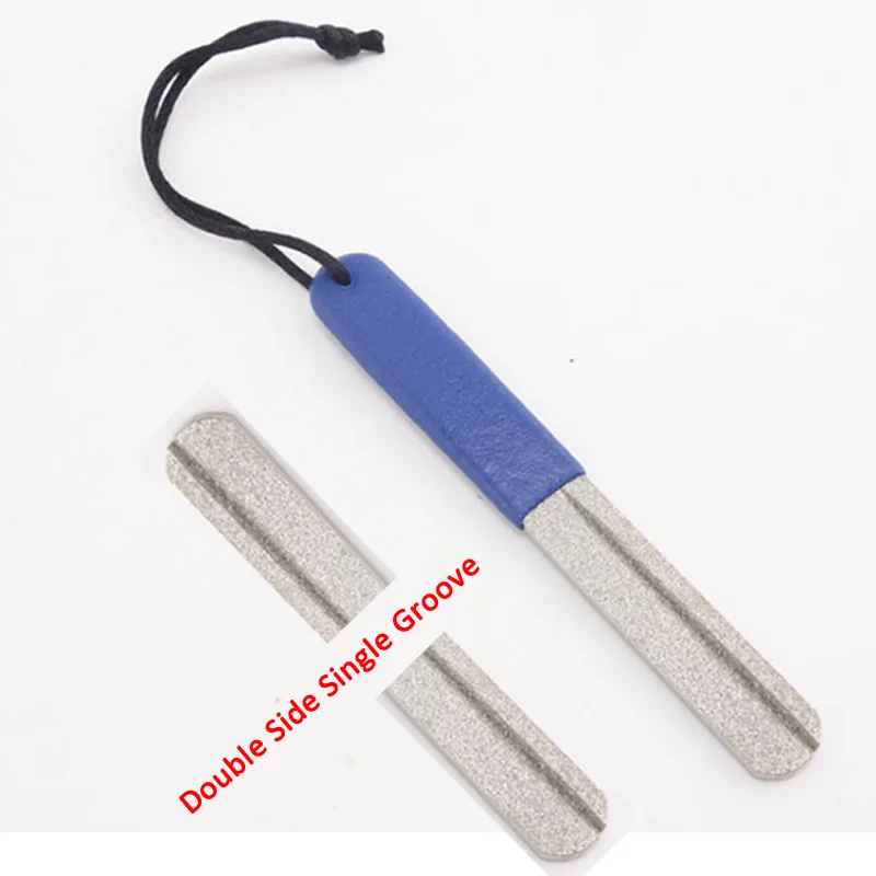 

1 Piece Fishhook Sharpener Fishing Hook Hone Fishing Accessories Tackle Double Side Single Groove With Blue Handle