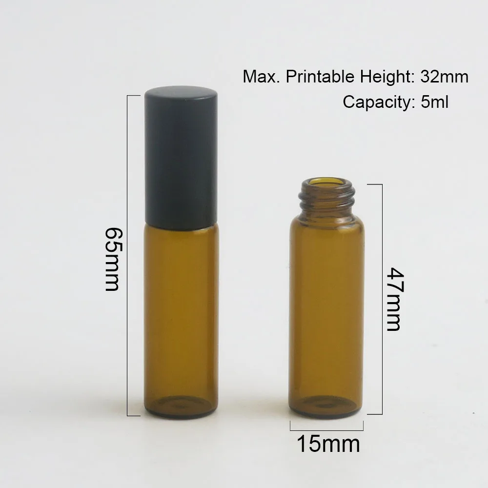 24 x 5ml Clear Glass Amber Essential Oil Roller Bottles with Glass Roller Balls Perfumes Lip 5