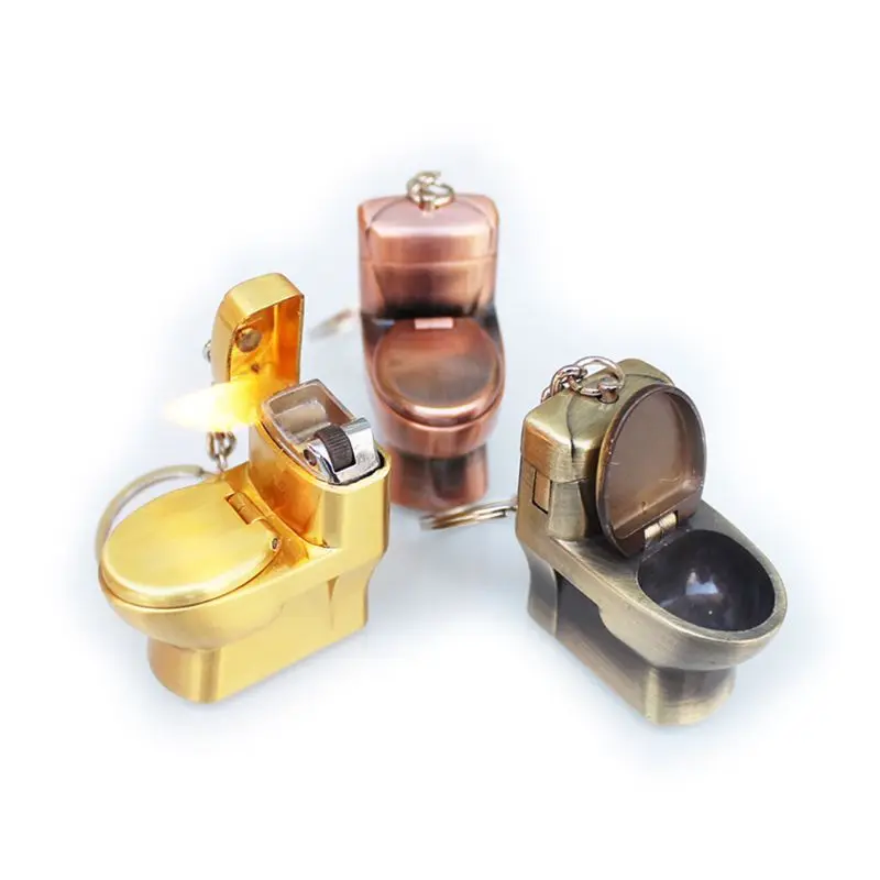 

Mini Creative Butane Lighter Cute Simulation Flush Toilet Model Fire Starter Keychain Ring Collection Prank Cigarette Accessorie