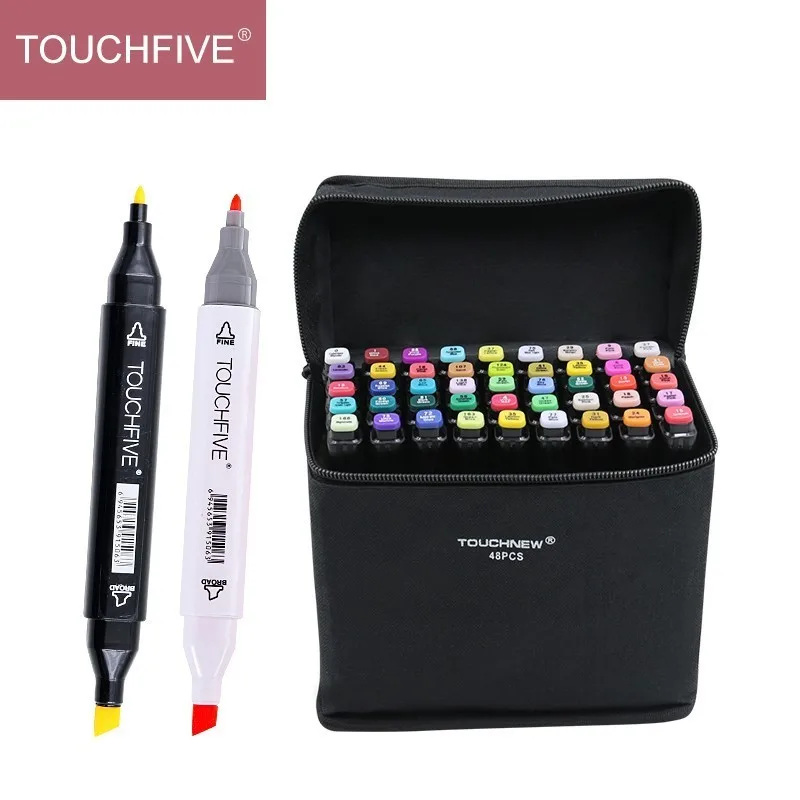 

TOUCHFIVE Markers Pen Set 40/60/80/168 Color Animation Sketch Marker Dual Head Drawing Art Brush Pens Alcohol Based with a Gifts