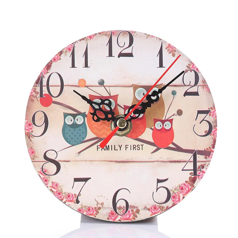 Домашний декор DIY круглые Настенные часы имитация дерева с принтом совы ретро-часы для гостиной, спальни, офиса, дома, декоративные часы
