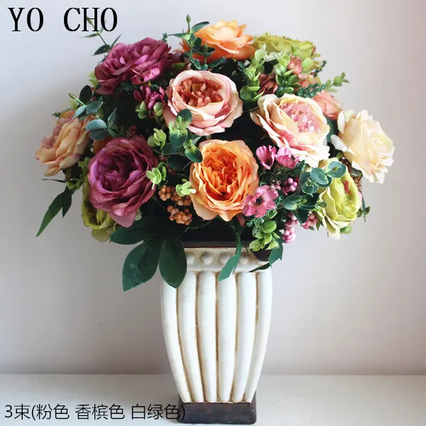 YO CHO большой Искусственный Пион Букет высокого качества Европейский имитация цветка розы искусственные шелковые цветы