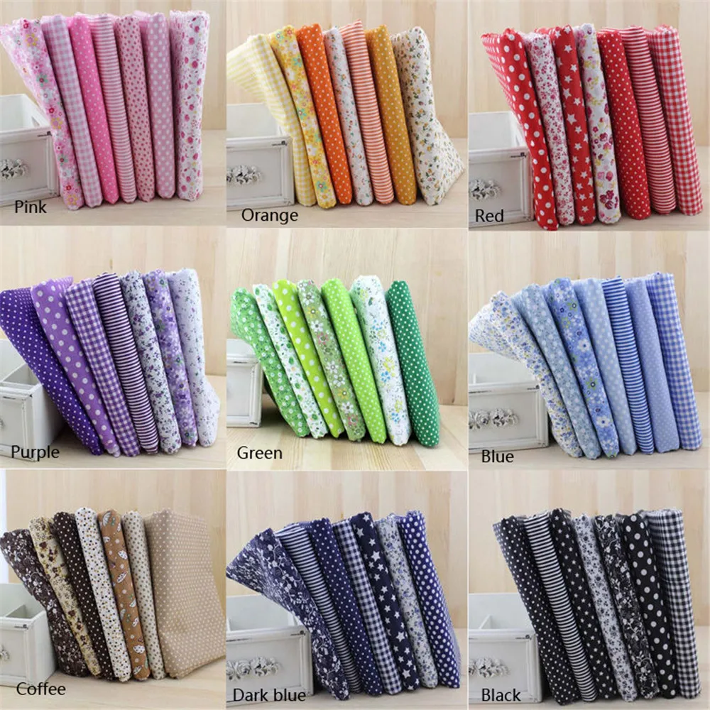 7 pcs Pre cut 50x50cm Cotton Fabric Baby Comfortable Patchwork Fabric