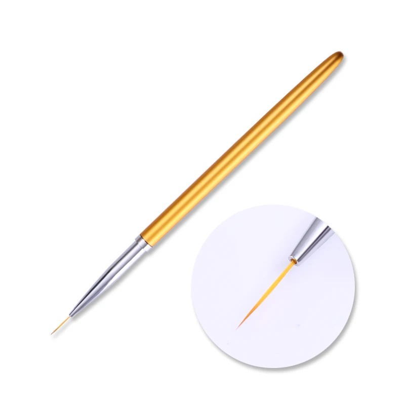 Кисть для нейл-арта, прозрачная металлическая ручка для нейл-арта, кисть для рисования, желтый цвет, инструменты для маникюра, 11 см, 9 см, 5 см