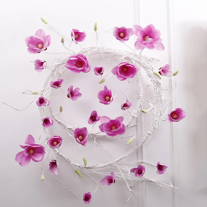 

3m silk magnolia vine artificial magnolia flower circle family wedding living room decoration rattan background flower vine