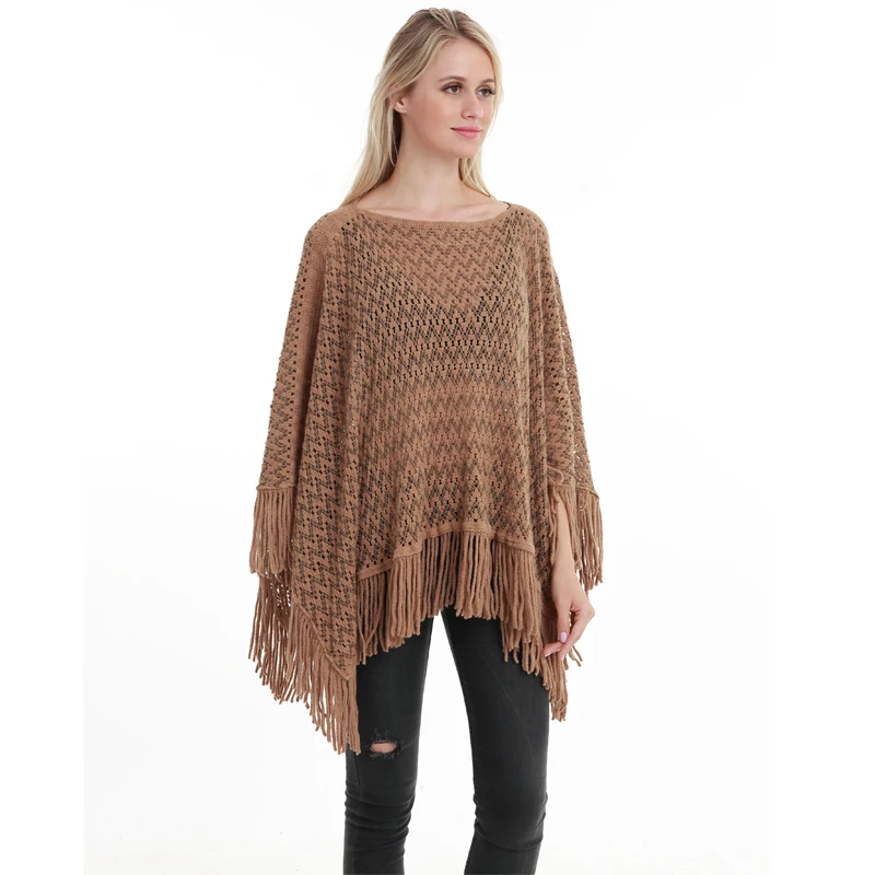 New Autumn Fashion Woman Poncho Hollow Tassel Loose Sweater For Women Pullover plus size Thin Sweater Loose Shawl New Autumn Fashion Woman Poncho Hollow Tassel Loose Sweater For Women Pullover plus size Thin Sweater Loose Shawl