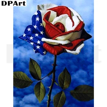 

Diamond Painting Full Square/Round Drill American Flag Rose 5D Daimond Painting Embroidery Cross Stitch Mosaic Rhinestone Zou418