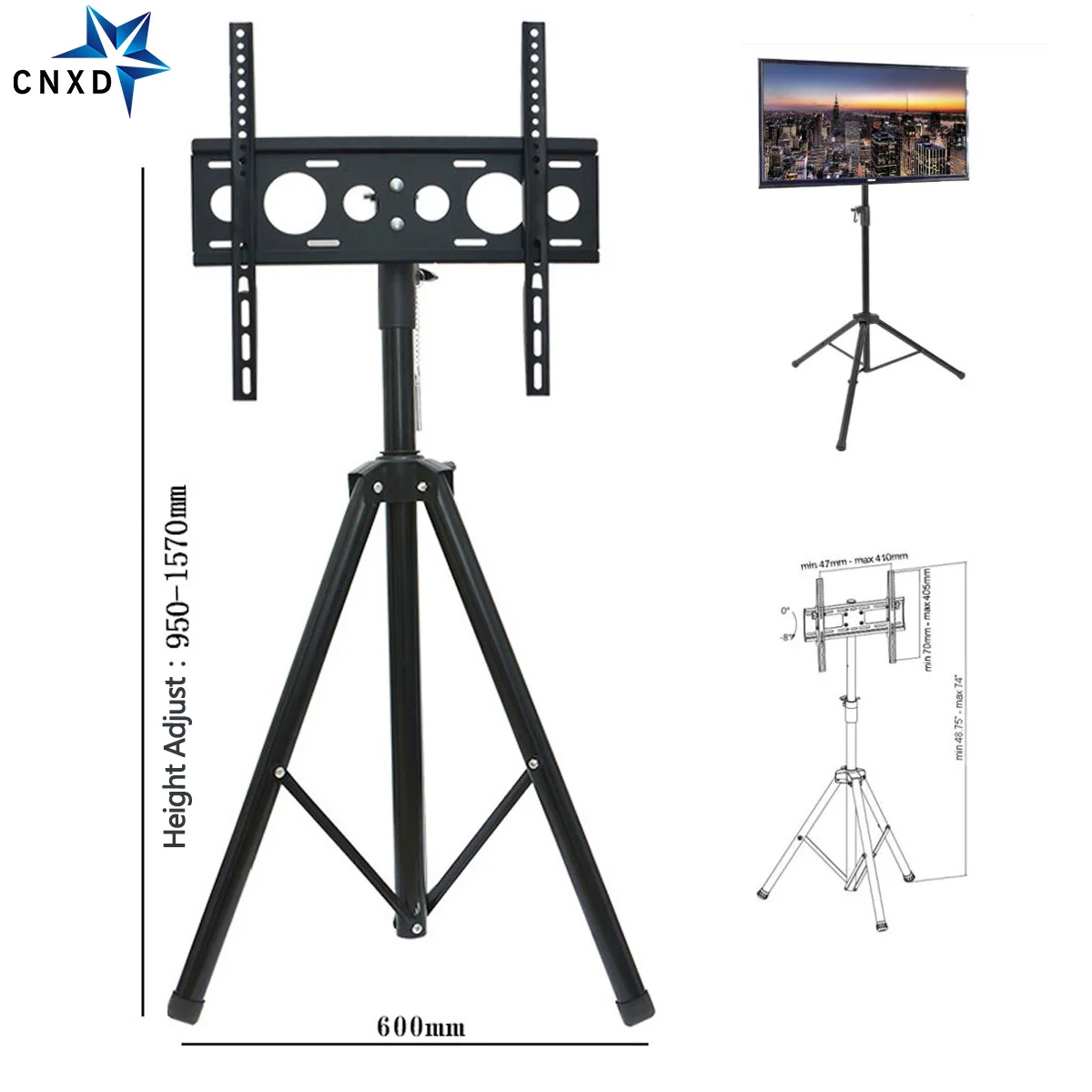ارتفاع قابل للتعديل التلفزيون الطابق حامل ثلاثي القوائم 15 كجم الميل قطب شاشات كريستال بلورية حامل ثلاثي متنقل جبل المحمول حامل تلفزيون حامل ...