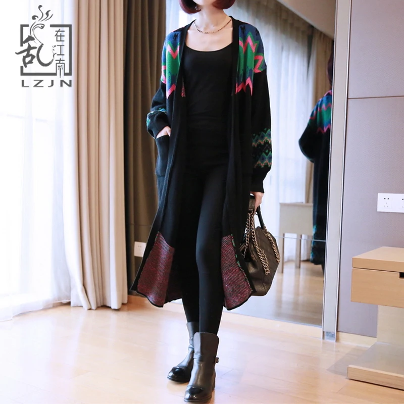 LZJN Green Sweater Cardigan Women Long Sleeve Loose Knitted Jacket 2019 Spring Autumn Coat Korean Female Warm Knitwear |