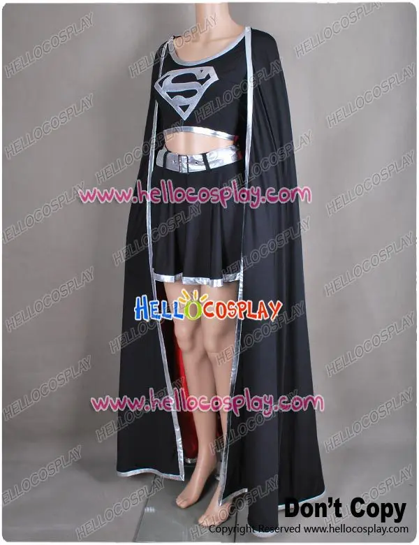  DC Comics Evil Supergirl Cosplay Costume Super Girl Black Dress H008